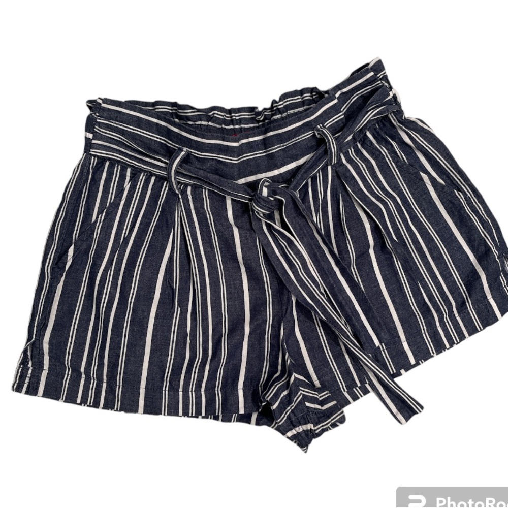 Hot Kiss Paper Bag Waisted Shorts. Blue and white stripes size 7